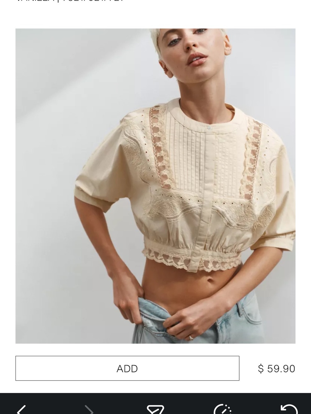 ZARA Embroidered crop Shirt